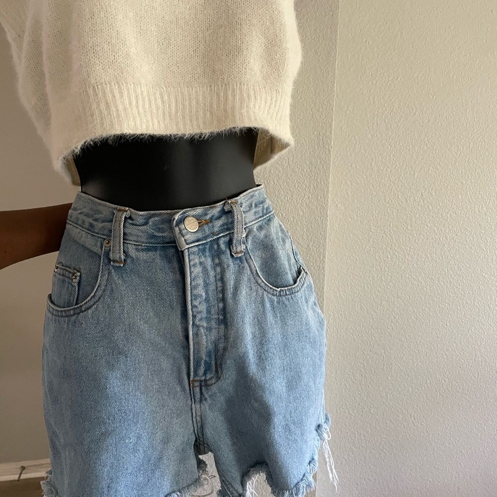 High waisted denim shorts